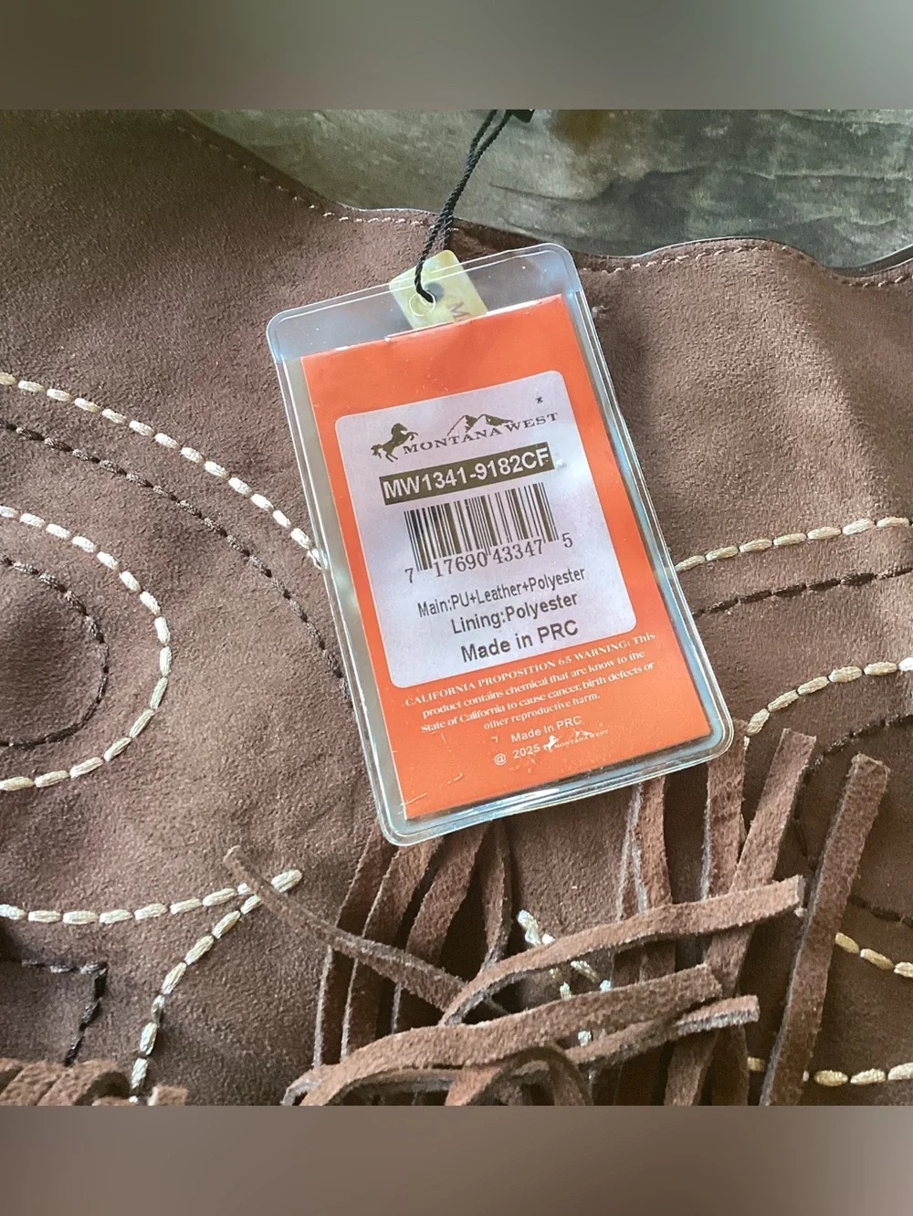 Montana West Boot Stitch Fringe Hobo Style Bag - suede feel